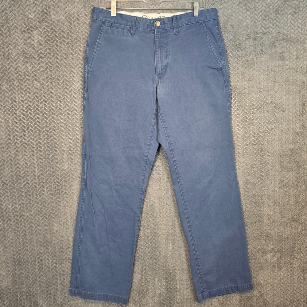 Eddie Bauer Mens Classic Fit Chino Pants Blue Cotton Twill 32x32 Straight Leg